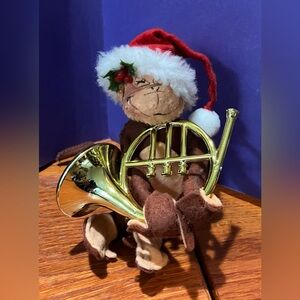 Annalee 1997 Vintage Christmas Monkey with French Horn GUC